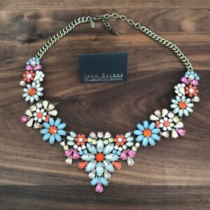 Joan Rivers Multi-Color Floral Statement Necklace Curb Link Chain